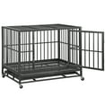 thumbnail image 2 of ZENY 38 Inch Indestructible Heavy Duty Dog Crate Escape Proof with Lockable Wheels High Anxiety Double Door Design, 2 of 10