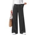 thumbnail image 4 of Sundazz Women's Stretchy Wide Leg Jeans Elastic Waist Knit Denim Pants with Seamed Front, 4 of 7