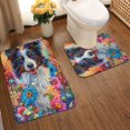 thumbnail image 2 of Xecao Oil Painting Sunflower Puppy 2-Piece Vintage Seamless Anti-Skid Mat Set, featuring a stylish pattern for a safe and elegant toilet rug experience, 2 of 6