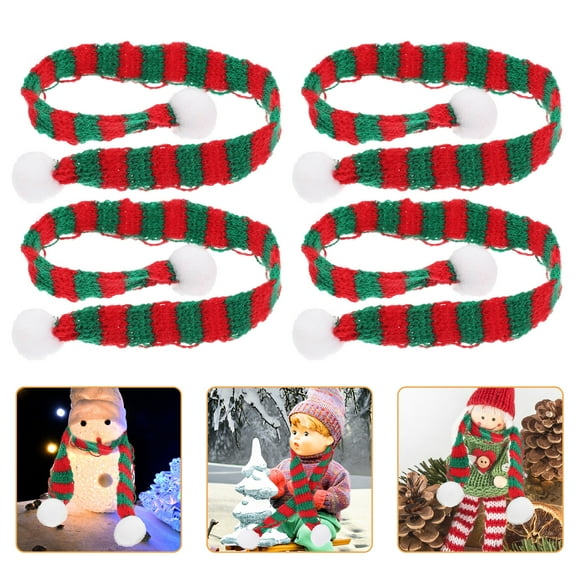 Supvox 10pcs Mini Knit Scarves Crafts Mini Scarf Red Wool Knitted DIY Accessory for Dolls