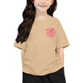 thumbnail image 3 of T-shirts Filles Enfants Imprimé Col Rond Manches Courtes T-Shirt Garçons Filles Bébé Tee Kaki 6 Ans-7 Ans, 3 of 7