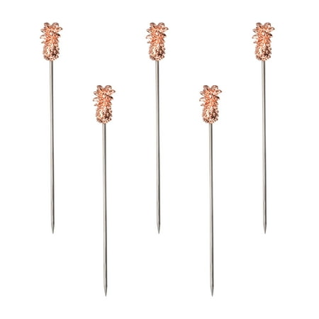 

Uxcell Metal Cocktail Toothpicks Pineapple Drink Picks Cocktail Skewers 5Pack(Rose Gold)