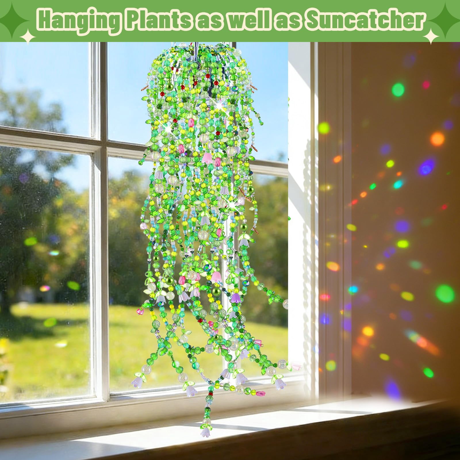 5500 Pcs DIY Beaded Plant Kit, Forever Plant Beaded Leaf Flower Beads Plant Making Equipped with a Flower Pot,Green Glass Crystal Waterdrop
