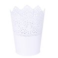 thumbnail image 1 of 1x Crown Lace Cut Out Iron Flower Pot Plant Planter Home Garden Decor W Tray, 1 of 6