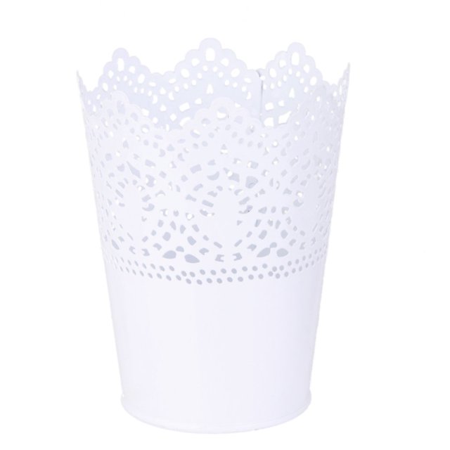1x Crown Lace Cut Out Iron Flower Pot Plant Planter Home Garden Decor W Tray