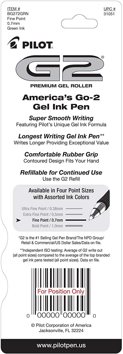 31300 Extra Fine Point PILOT G2 Premium Refillable & Retractable Rolling Ball Gel Pens 5-Pack - New Assorted Color Inks 