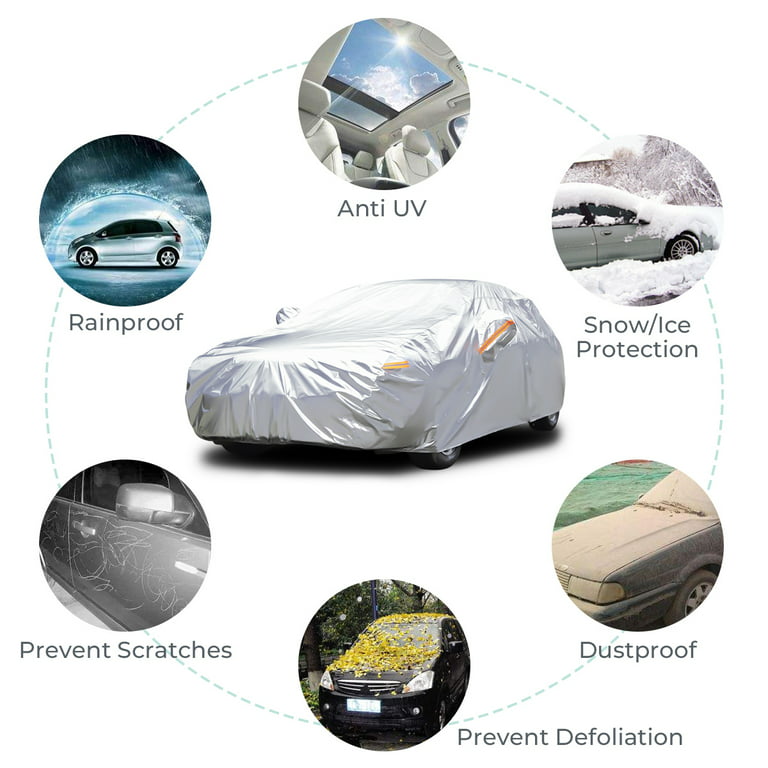 Audew Waterproof Car Covers, 6 Layer Heavy Duty Full Exterior Covers  Universal UV Snow Rain Wind Dust Protection, Fit Length up to 190 