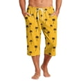 thumbnail image 2 of Mens Swim Trunks Men's Casual Resort Hawaiian Print Drawstring Cropped Capri Pants Summer Beach Swim Trunks with Elastic Waist Quick-Dry Shorts for Vacation Travel Yellow M, 2 of 9