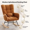 thumbnail image 5 of TROPOW Rocking Chair, Teddy Upholstered Glider Rocker, Nursery Glider Rocker with Wood Legs & Dual Side Pockets, Nursery Rocking Chair for Living Room, Bedroom, 5 of 10