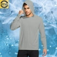 thumbnail image 2 of Lumeqa Men's UPF 50+ Hoodie Shirts Long Sleeve Sun Protection Fishing Swim Lightweight UV SPF Running Rash Guard Quick Dry Shirt Gray XL, 2 of 5