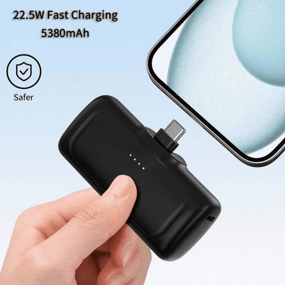 5380mAh Portable USB-C Fast Charging Power Bank, 22.5W Mini Pocket Charger for Android Phones