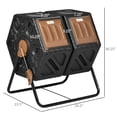 thumbnail image 5 of Newboti Furniture Dual Chamber Compost Tumbler Bin, Outdoor Tumbling Composter with 24 Ventilation Openings and Steel Legs, 34.5 Gallon BN.8591, 5 of 5