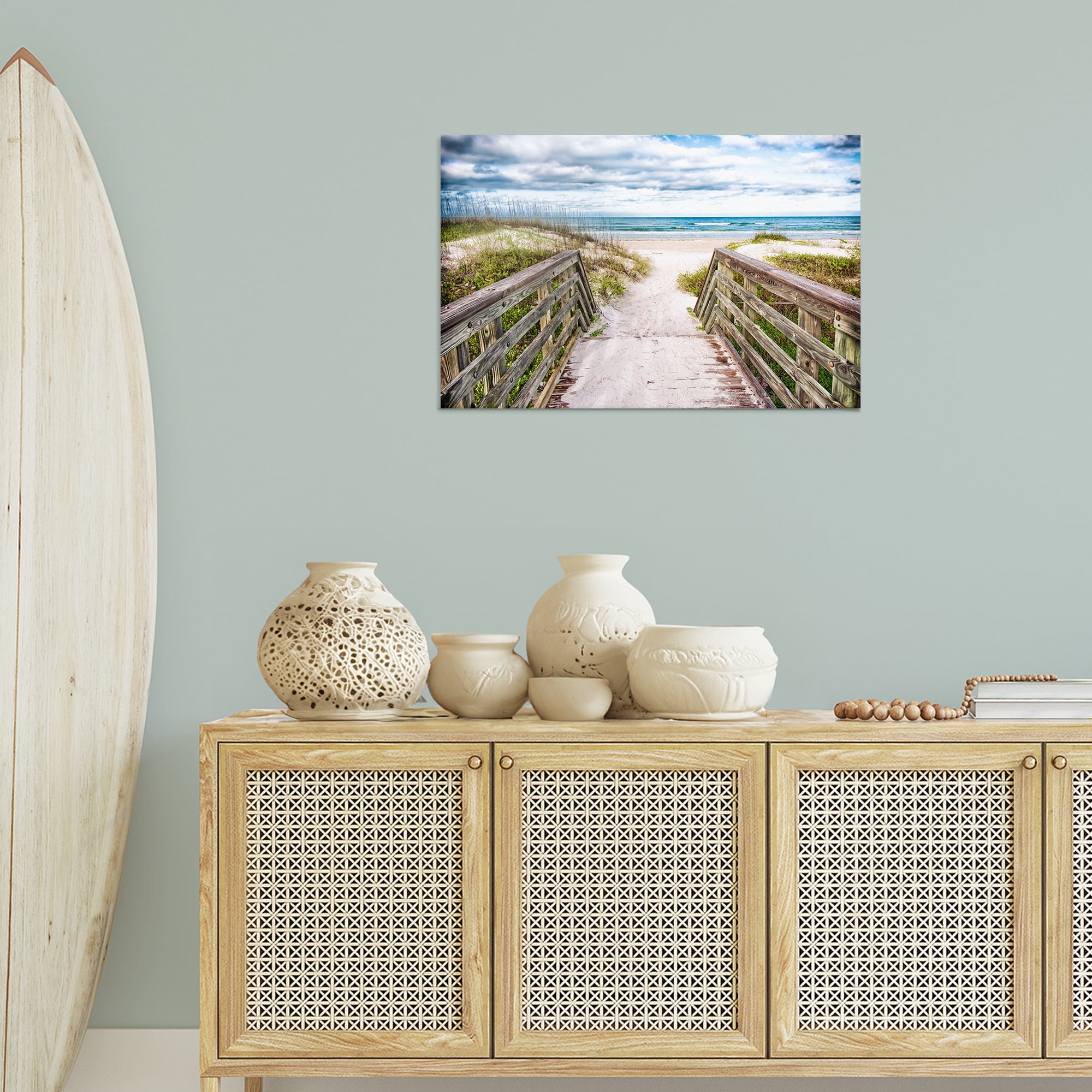 Stupell Industries Sandy Coast Boardwalk Nautical & Beach Photography Wrapped Canvas Art Print Wall Art, 30 x 20