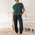 thumbnail image 6 of Women's 2 Piece Set, Summer Short Sleeve Top and Loose Fit Pants Outfit, Casual Cuffed Ankle Lounge Set, Matching Outfit Set for Women, Summer Lounge Set and Casual Wear-Green, 6 of 6