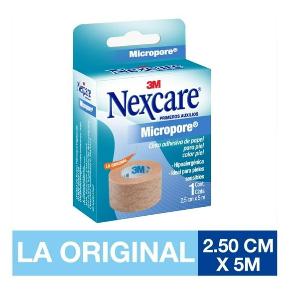 Cinta adhesiva Nexcare Micropore de papel color piel 2.5 cm x 5 m