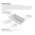 thumbnail image 5 of Kohler 852-GH0-0 60 x 32 in. Tea-for-Two Drop-In Heated Bubblemassage Air Bath - White, 5 of 7
