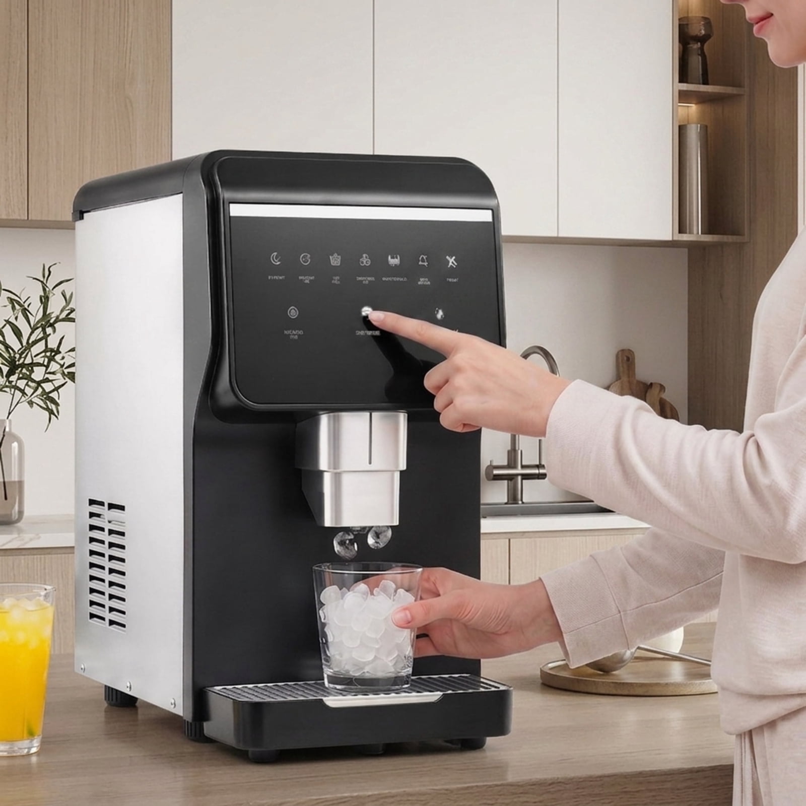 RUIE Nugget Ice Maker with Self Dispensing 80 lbs/24H, Countertop Chewable Pellet Ice Machine for Home Kitchen Bar Office, Soft Sonic Ice Maker