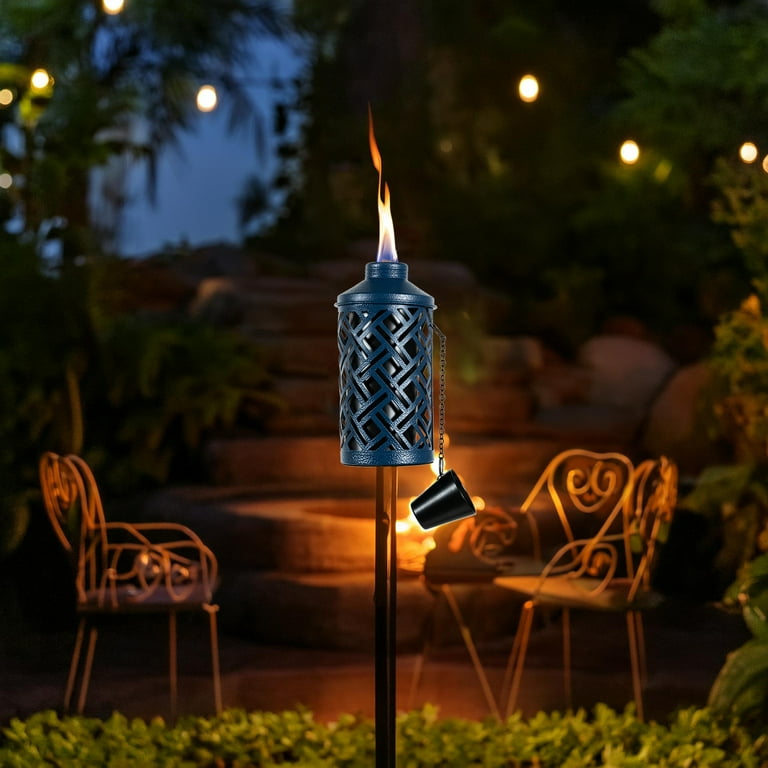 Mainstays Punched Yard Torch Blue Outdoor Garden Torch with