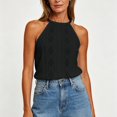 thumbnail image 5 of IUYRTFE Women's Solid Color Halter Neck Sleeveless Tank Top Casual Summer Basic Top, 5 of 5