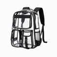 thumbnail image 3 of Transparent Backpack for Women Men, Clear PVC Bookbag Stadium Approved Heavy Duty School Bag with Reinforced Shoulder Straps - Spacious Travel Daypack for Students Teens Adults, Concert, Work, Black, 3 of 7