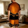 thumbnail image 7 of Mens Pajama Set Halloween Orange Pumpkin Soft Comfy Short Sleeve Pjs Lounge Set with Pockets, 7 of 7