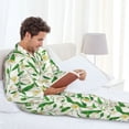thumbnail image 6 of Susaid Tulips Flowers Print Men's Long Sleeve Pajama Set, Two-Piece Button-Down Loungewear PJs Set, Comfortable Sleepwear for Relaxation-Large, 6 of 7
