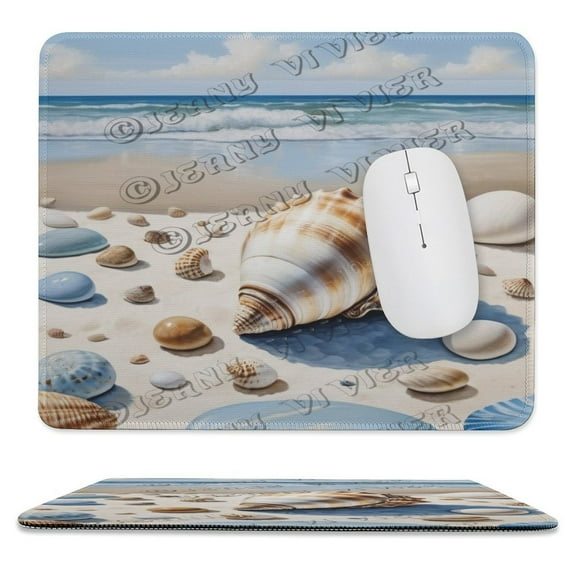 Beach Shell Themed Mouse Pad With Stitched Edge,Non-Slip Rubber Base,Premium-Textured, Gaming Mouse Pad for Wireless Mouse,Computers,Laptop,Office 10"x12"