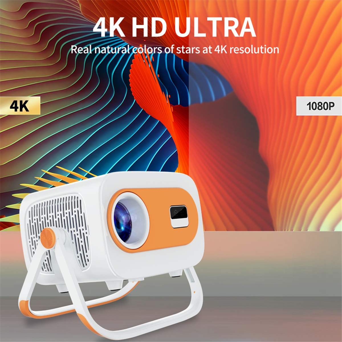 Native 1080P Projector 4K Android 13 Dual Wi-Fi Home Smart Projector with Auto Correction Focus Video Theater US PLUG,1 * Native 1080P Projector 1 * Remote control 1 * Power cord