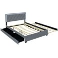thumbnail image 7 of Upholstered LED Bed Frame with 2 Big Drawers and Twin Size Trundle, Velvet Storage Platform Bed with LED Light, Trundle Bed Frame with Solid Wood Slats for Bedroom Guestroom, No Box Spring Needed, 7 of 7