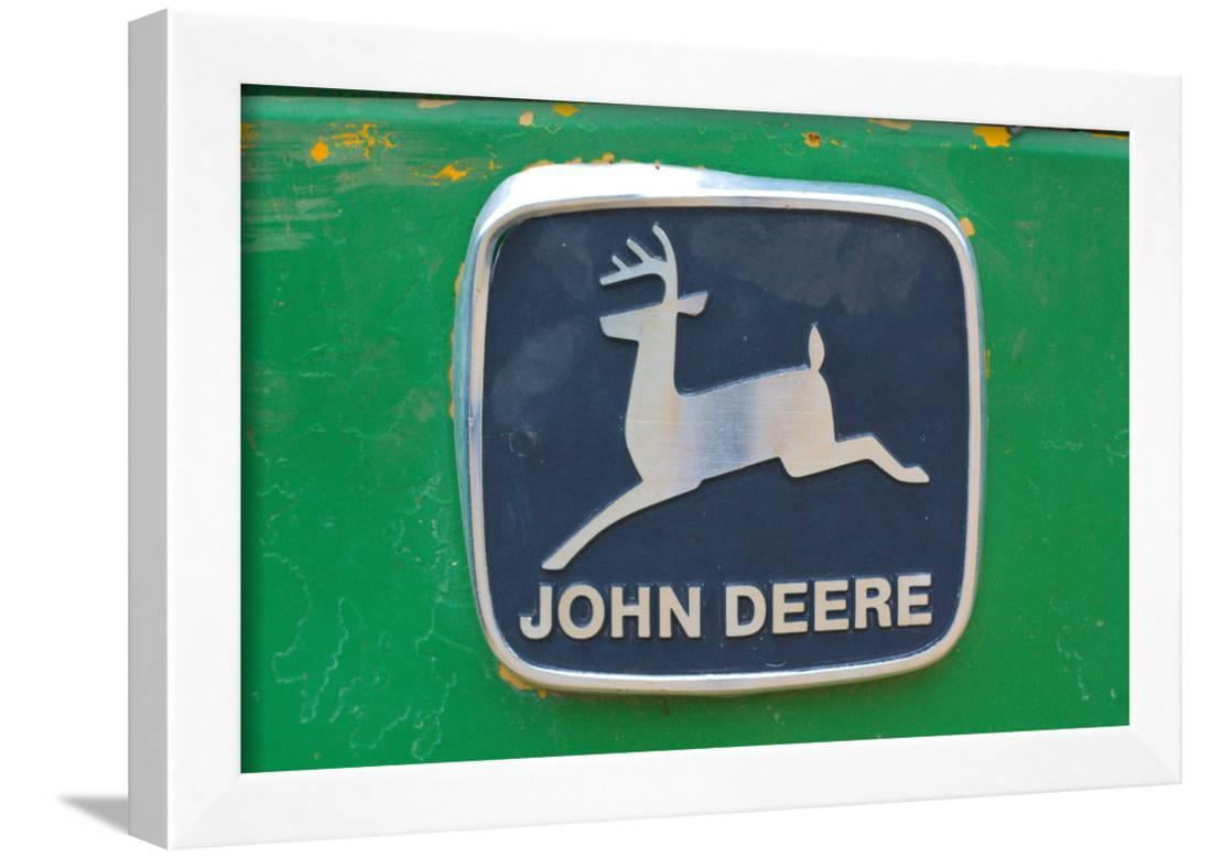 Vintage John Deere Tractor Metal Emblem Photo Poster Framed Vintage John Deere Tractor Metal Emblem