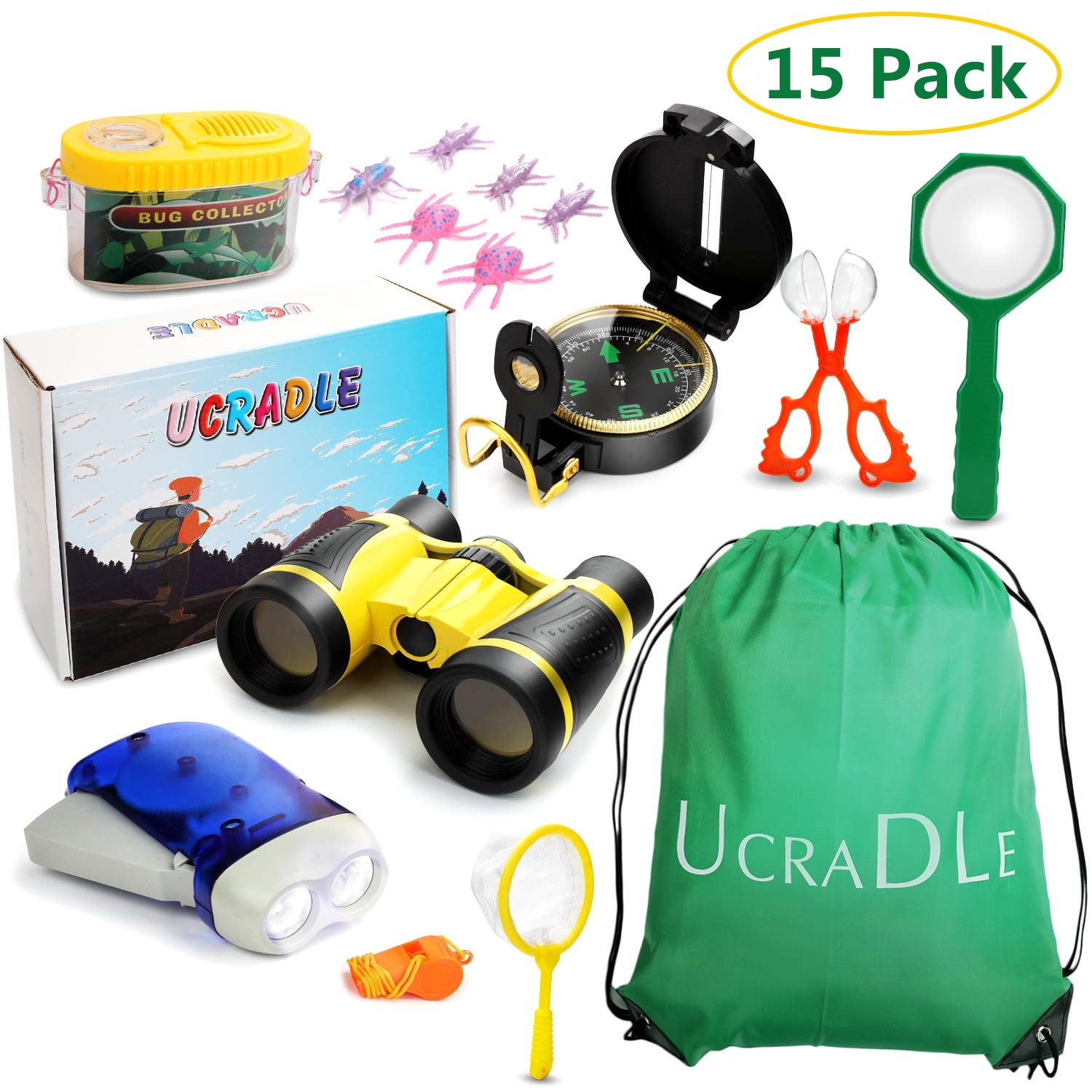 Binoculars, Backpack Unplugged Explorers 9 Piece Kids Outdoor Explorer Kit 
