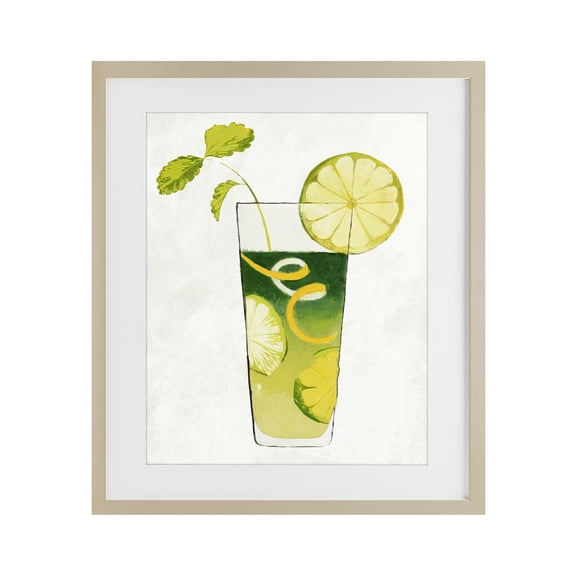Stupell Industries Modern Summer Cocktail Lime Mint Birch Framed Print Under Glass, 13 x 16, by Lorenzo Collective