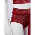 thumbnail image 5 of Raenseen Big Girls Ballet Dance Gymnastics Outfits Two-Piece Jazz Lyrical Dancewear Crop Tops with Irregular Skirt Burgundy 8, 5 of 6
