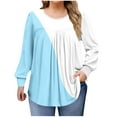 thumbnail image 2 of Women's Plus Size Tops Long Sleeve Tunic Shirts Trendy Flowy Pleated Casual Crewneck Blouses Loose Blouses Sizes 1X-5X, 2 of 6