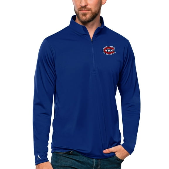 Men's Antigua Blue Montreal Canadiens Tribute Quarter-Zip Pullover Top