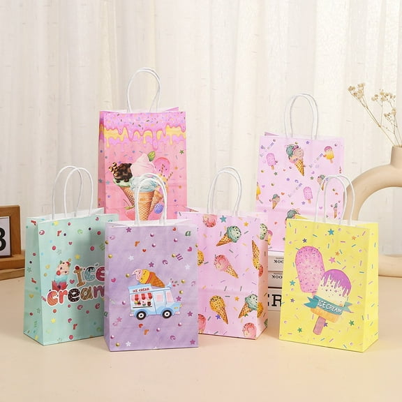 Ice Cream Cartoon Handbag Kraft Paper Bag Wholesale Gift Gift Bag Food Shopping Bag Printing Packaging M