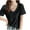 Black T-shirt for women, variant on jtjvou Women Oversized Short Sleeves Shirt Shoulder-Front V Neck Tees Casual Baggy Loose Tops Summer Plain Trendy T-Shirt White L
