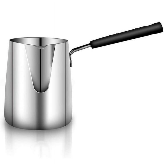 600ML Coffee Pot Stainless Steel Milk and Coffee Warmer Chocolate Melting Pot with Heat Resistant Handle