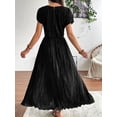 thumbnail image 5 of NAYTOAO Women's Pleated Lined Maxi Dress Flutter Sleeve Front Slit Cocktail Wedding Guest Dress, 5 of 7