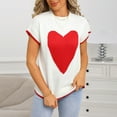 thumbnail image 4 of Qetyuw Fall Knit Sweater for Women Heart Print Short Sleeve Crew Neck Pullover Jumper Chunky Casual Loose Fit Sweaters, 4 of 7