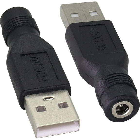 (2 Pack) USB to DC 3.5×1.35mm Power Adapter 5 Volt USB 2.0 A Male to DC 3.5×1.35 mm Female Jack DC 5V Barrel Power Plug Charger