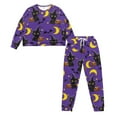 thumbnail image 4 of Yuyamidu Black Cat Pjs for Women Set 2 Pieces Pumpkin Pajama Tops with Long Sweatpants Size S Halloween Casual Long Sleeve Sleepwear Comfy Home Wear Lounge Wear, Purple, 4 of 7