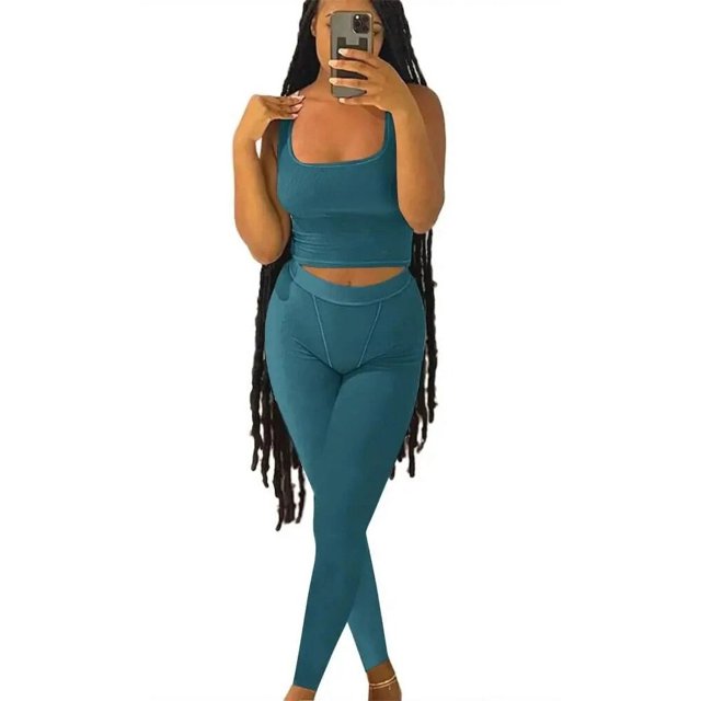 Lounge Wear Ribbed Casual 2 Piece Summer Shorts Set For Women Sleeve Top+Elastic Leggings Outfits