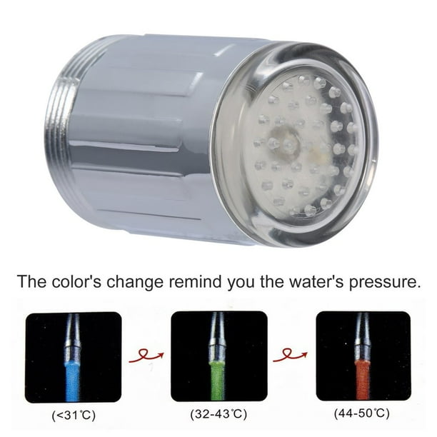 Robinet d'Eau Lumineux Douche LED Robinet Capteur de Pression de Lumière 3 Couleurs RGB Coloré