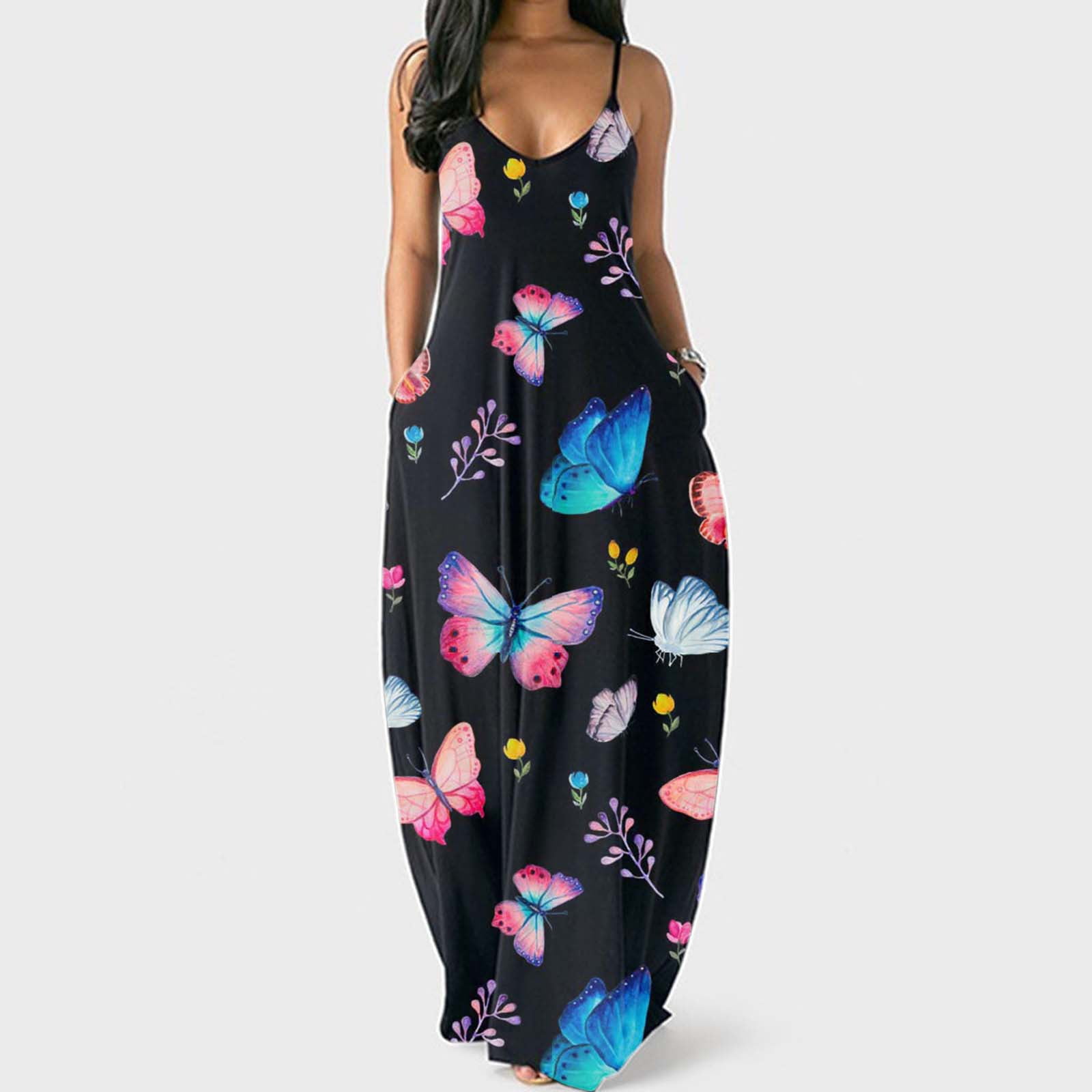 Summer Dresses for Women 2022 Dress for Ninang Sale Women Summer O-Neck  Flower Print Sleeveless Plus Size Pullover Long Dresses Pink - Walmart.com