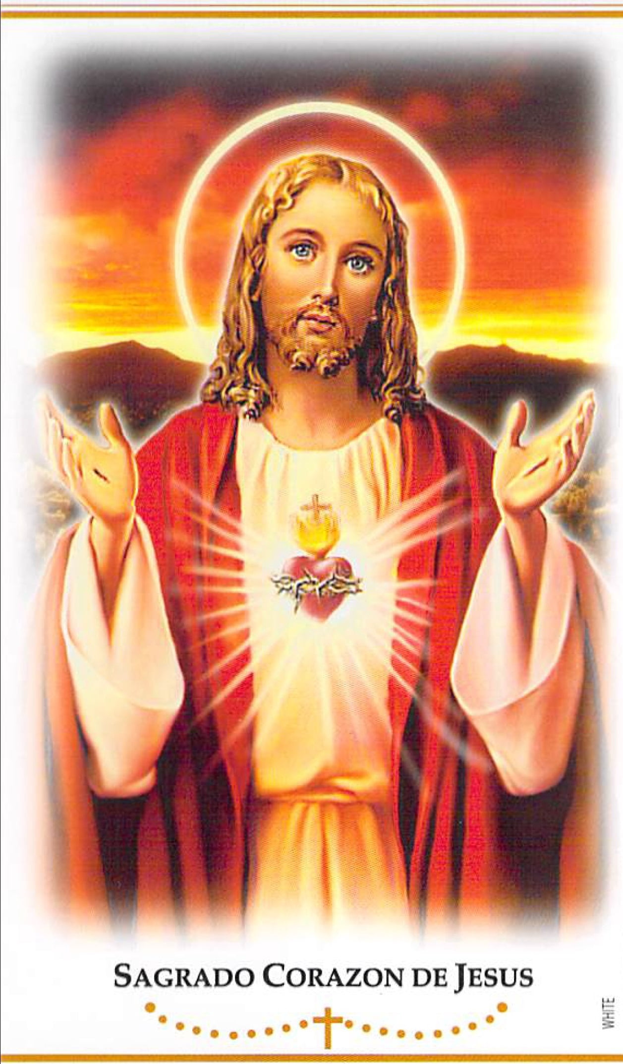 (6 pack) Continental Candle Rosary Series Sacred Heart of Jesus Candle, White, 8"