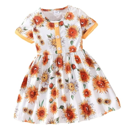 

FRSASU Kids Dress clearance Children Dress Girl Puff Sleeve Princess Dress Long Sequin Dress Canonicals White 7-8 Years