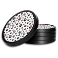 thumbnail image 1 of Silicone Non-Slip Drink Coasters with Removable Printed Absorbent Felt Pad - Set of 4 - Dog Paws & Hearts Toss, 1 of 3