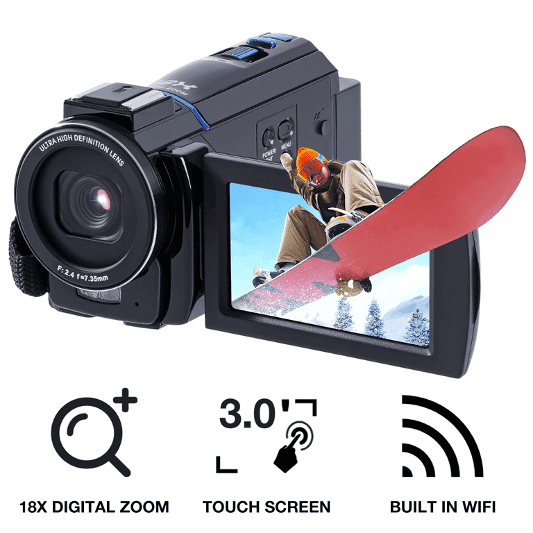 TOPVISION 5K Video Camera Camcorder, 18X Zoom, 64MP,3'' IPS Touch
