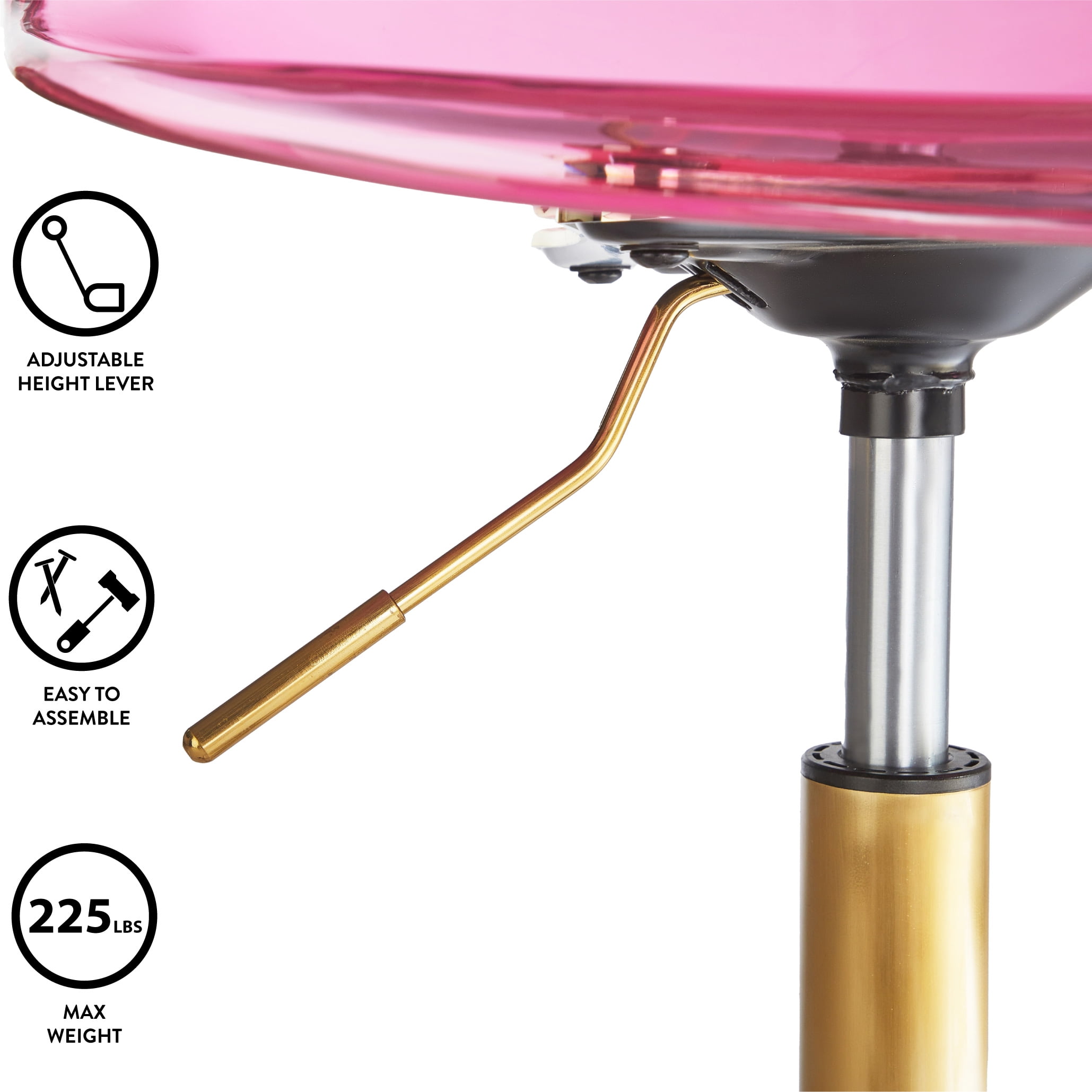 Urban Shop Office Chair, Acrylic and Metal Frame, Hot Pink